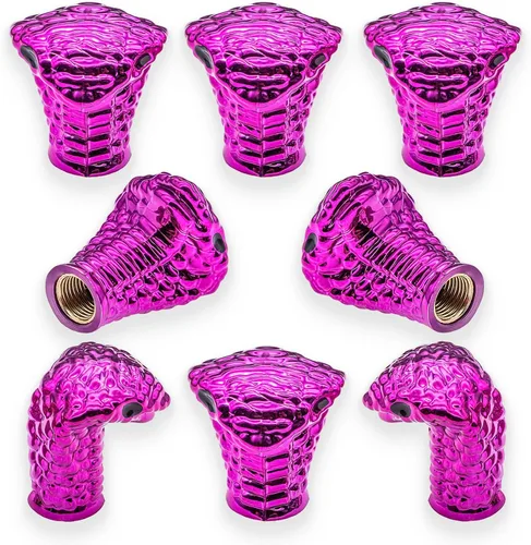 Vista 24 de 4 piezas de tapas de válvula de neumático estilo Cobra, forma de cabeza de serpiente, tapas universales de válvula de neumático con núcleo de cobre