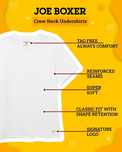 Vista 2 de JOE BOXER Camisetas para hombre, paquete de 4, camisetas de cuello redondo para hombre, paquete de 4, camisetas blancas para hombre