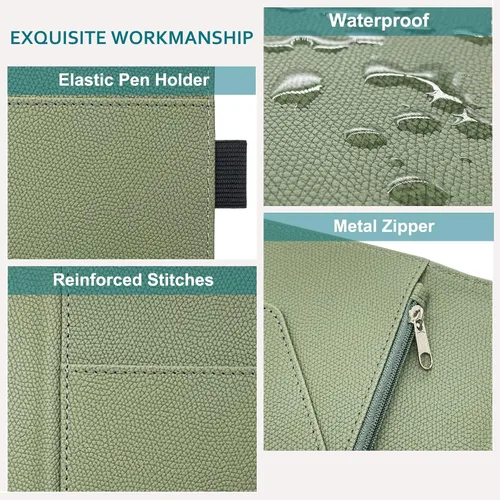 Vista 6 de RSAquar Libreta de servidor con bolsillo con cremallera, libretas de servidor de cuero premium para camarera, cartera de camarero libreta