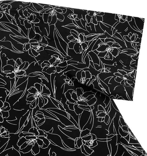 Vista 6 de JOGAL - Camisa hawaiana de Aloha para hombre, manga corta, diseño de flores Negro Blanco Línea