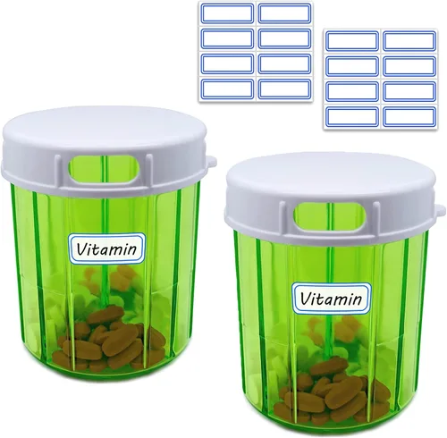 Vista 9 de Organizador de vitaminas, dispensador de pastillas grande con 4 compartimentos, organizador de pastillas portátil para aceites de pescado