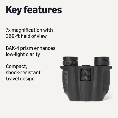 Vista 2 de Amazon Basics - Mini prismáticos compactos de 7 x 25 pulgadas para adultos, óptica FMC, prisma BAK-4, diseño portátil ligero para viajes y uso al