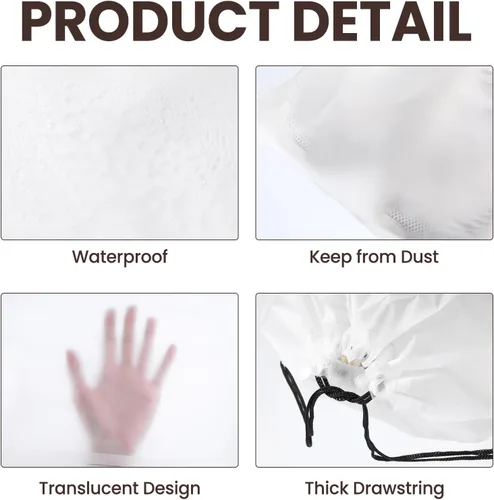 Vista 3 de 150 bolsas de zapatos de viaje translúcidas con cuerda de cordón, grandes bolsas transparentes para zapatos para almacenamiento, fundas de zapatos