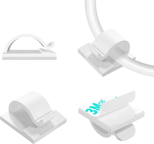 Vista 9 de LinkDocs 30 clips adhesivos para cables, clips de alambre para gestión de cables, abrazaderas de sujeción de cables para automóvil, oficina y hogar