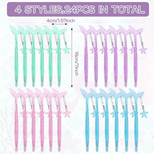 Vista 3 de LiYiQ Juego de 148 calcomanías de papel de sirena para regalo de devolución, mini cuadernos, bolígrafos, calcomanías para suministros de cumpleaños
