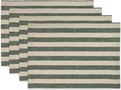 Vista 22 de Solino Home Sorrento - Juego de 4 manteles individuales de lino 100% lino puro, 14 x 19 pulgadas, color negro y natural, para otoño