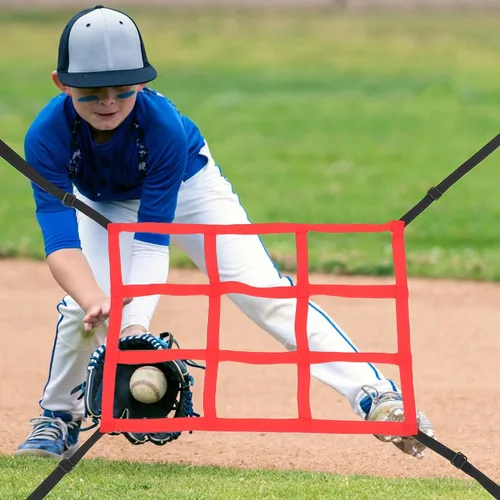 Vista 6 de Baseball Softball Pitching and Batting Practice Net Set, Adjustable Target Hitting Net with 1 White and 9 Red Scoring Zones, Sturdy Training Cage