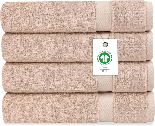 Vista 14 de Toalla de baño de felpa de algodón orgánico de lujo Certificado GOTS y OEKO-TEX Toallas de calidad hotelera premium Tecnología Feather Touch