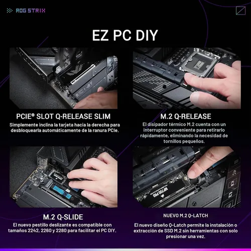 Vista 5 de ASUS ROG Strix Z890-E Gaming WiFi Intel® Z890 LGA 1851 ATX placa base, IA avanzada lista para PC, 18+2+1+2 etapas, DDR5, WiFi 7, 7X M.2