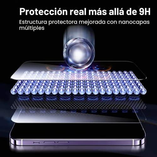 Vista 9 de UltraGlass Unbreak Top - Vidrio 9H+ protector de pantalla iPhone 14 Pro Max, a prueba de roturas con grado militar desde 12 pies y duradero, vidrio