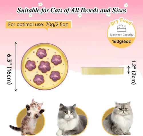 Vista 2 de Cuenco Alimentador Lento de Cerámica para Gatos - Plato de Comida Tipo Rompecabezas de 6 OZ para Alimentación Saludable - Poco Profundo y Ancho