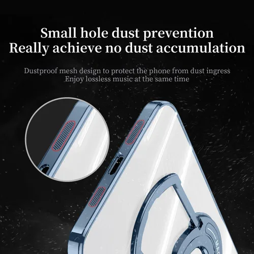 Vista 7 de QLTYPRI Funda magnética transparente para iPhone 12 Pro Max compatible con MagSafe, soporte de anillo invisible, protección completa para lente