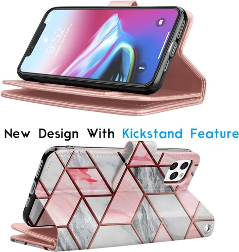 Vista 4 de Tekcoo Funda tipo cartera para iPhone 11/iPhone11 (6.1 pulgadas) 2019 de lujo para tarjetas de crédito para tarjetas de crédito para tarjetas