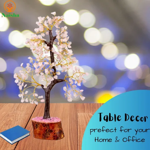 Vista 6 de NAISHA Árbol de la vida de cuarzo rosa, árbol de chakras para energía positiva, figura de Feng Shui, piedra preciosa hecha a mano, bonsái de árbol