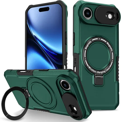 Vista 135 de Funda magnética para iPhone 11, soporte de anillo con ventana corrediza, funda protectora mate a prueba de golpes para iPhone 11 6.1, fundas