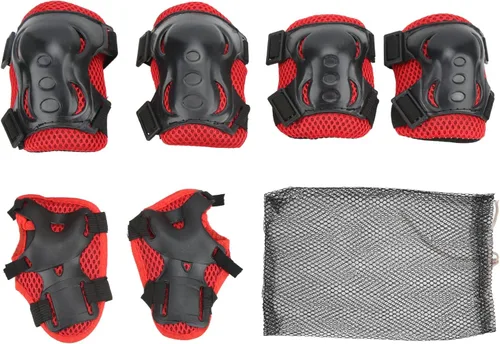 Vista 3 de OUKENS Rodilleras coderas, coderas, guardias, equipo de protección, rojo, para niños de 5 a 16 años, para niños y jóvenes, para patines de ruedas
