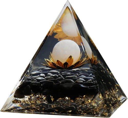 Vista 11 de Pirámide de orgón – Fuente de energía positiva para meditación, alivio del estrés, atracción de riqueza Pirámide de cristal Orgonita con cristales