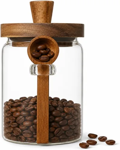Vista 10 de ANSQU Tarro de vidrio con cuchara, tarro de café de 13.5 oz