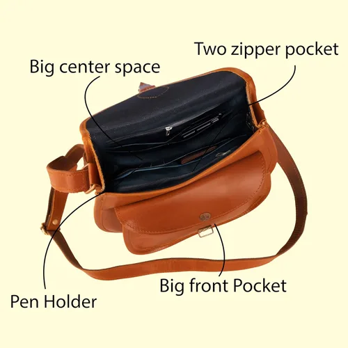 Vista 11 de Satchel And Fable Bolsos cruzados de cuero vintage hechos a mano para mujer