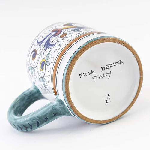 Vista 3 de Fima Ricco Deruta Blu - Taza de cerámica italiana hecha a mano, cerámica italiana Deruta, taza pintada, cerámica italiana, hecha en Italia, taza