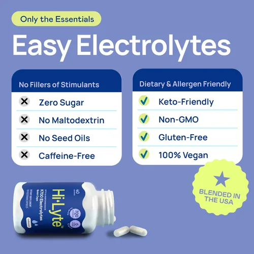 Vista 4 de Hi-Lyte K700 - Tapas rápidas para electrolitos, sin sabor, 40 unidades 700mg Potassium, Zero Sugar, No Stevia, Non-GMO, Vegan, Gluten-Free, No