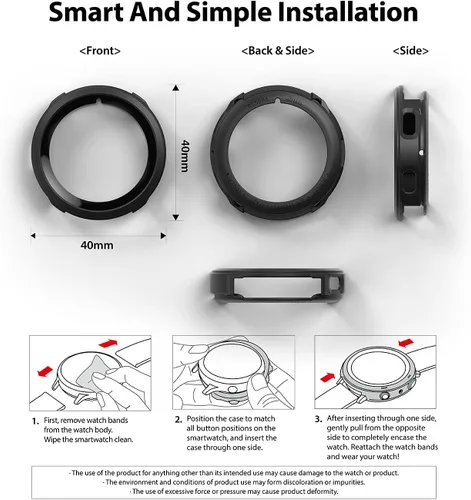 Vista 9 de Ringke Air Sports - Funda compatible con Samsung Galaxy Watch 4 de 1.575 pulgadas, delgada, suave, flexible, resistente, de TPU, bisel elevado
