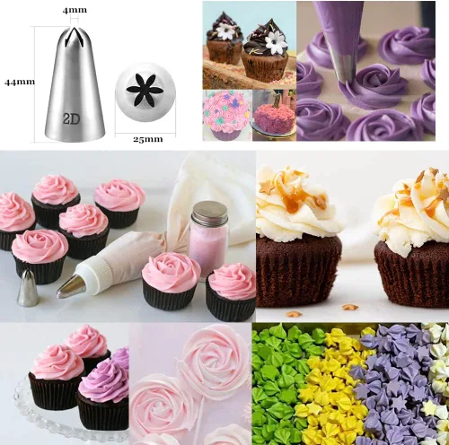 Vista 4 de Juego de puntas de tuberías para decoración de pasteles, puntas grandes de 1M 1A 2A 2D 4B