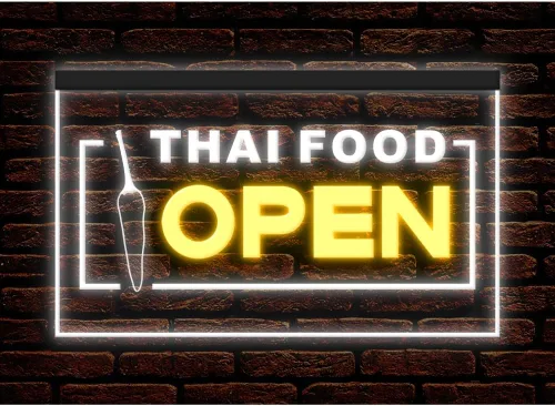 Vista 9 de 110228 Thai Food Open Thailand Restaurant Cafe Bar Display LED Light Neon Sign (16 Colors By Remote, 12" X 8")