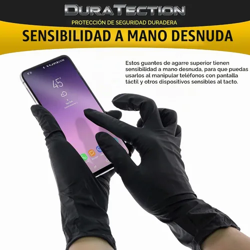 Vista 5 de Dura-Gold - Guantes desechables de nitrilo HD negro, 6 milésimas de pulgada - Sin látex, sin polvo, agarre texturizado
