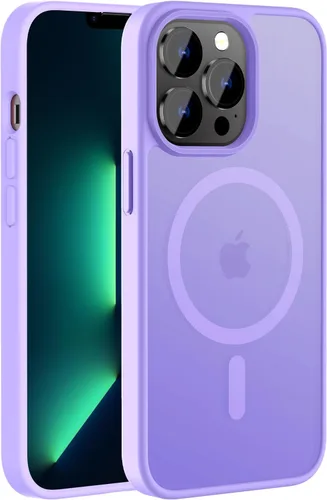 Vista 16 de Hualele - Funda magnética para iPhone 13 Pro, compatible con MagSafe, grado militar, a prueba de caídas, translúcida mate, parte trasera dura, borde