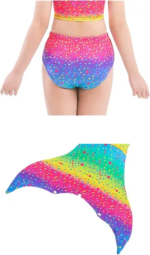 Vista 4 de 3Pcs Girls Swimsuits Mermaid Tails for Swimming Mermaid Costume Bikini Set for Big Girls Birthday Gift 4-12 Years