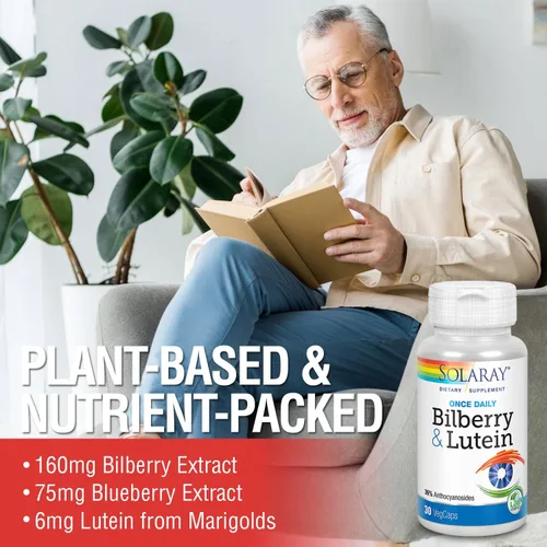 Vista 4 de SOLARAY Un suplemento diario de arándano y luteína, 160 mg 30