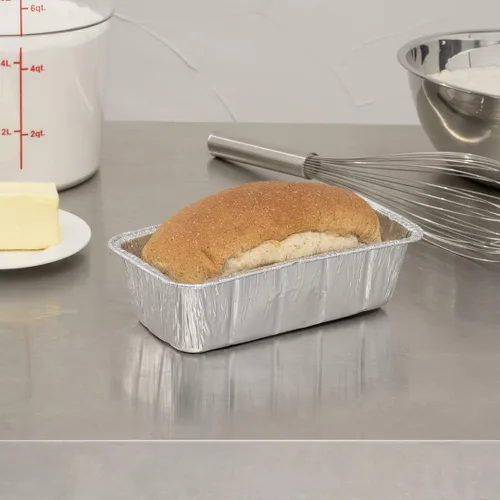 Vista 3 de Restaurantware Pastry Tek - Paneras de 8.5 x 4.3 pulgadas, 25 sartenes de aluminio listas para horno, 2 libras, congelables, de aluminio plateado