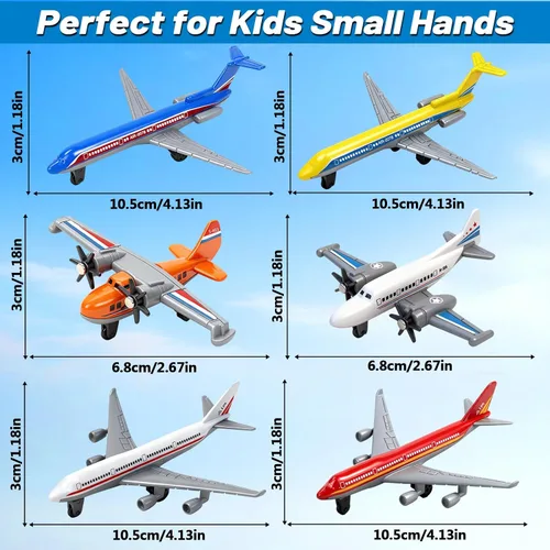 Vista 5 de Paquete de 6 Aviones de Juguete, Juguete de Avión de Metal Fundido para Niños de 3, 4-7, 8-12 Años, Modelo de Aviones de Aleación/Aviones