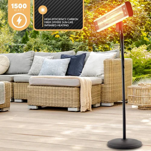 Vista 5 de SereneLife - Calentador de patio por infrarrojos, calentador eléctrico de patio para uso en interiores y exteriores, calentador de pie portátil