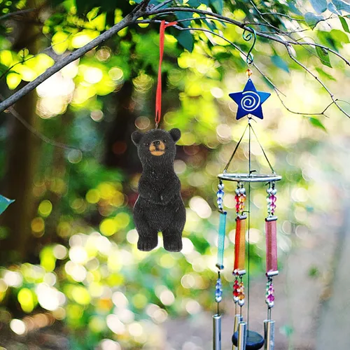 Vista 7 de Yardwe Lindo oso negro adorno oso decoración animal de peluche para jardín colgante figura