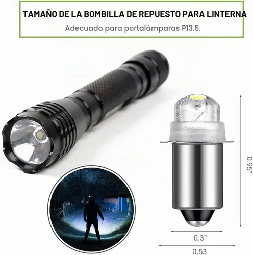 Vista 2 de Honoson 3 piezas bombilla para linterna de 55 lúmenes, 4.5 voltios LED Kriptón, bombilla de repuesto para linterna de 10 años de vida útil, 41-1644