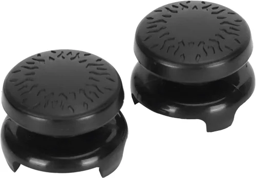 Vista 6 de ASHATA 2 unidades extensor de pulgar para PS5, textura 3D pulgar agarre palillo de joystick para Playstation 5 Controller (negro)