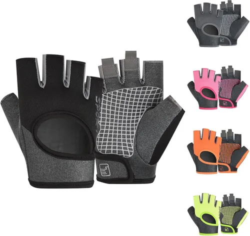 Vista 2 de Guantes de entrenamiento para hombres, antideslizantes, duraderos, ligeros, con protección de la palma, guantes gruesos sin dedos transpirables