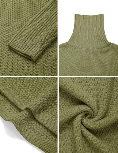 Vista 8 de MEROKEETY Suéter de manga larga con cuello alto para mujer, suéter de punto grueso de gran