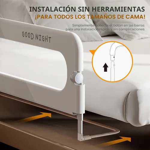 Vista 3 de Rieles plegables para cama infantil, parachoques de protección para cuna, riel lateral de cama seguro para camas individuales, queen, king