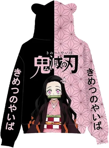 Vista 2 de Chaqueta con capucha Nezuko para niñas adolescentes, disfraz de Halloween, sudadera de anime para niños