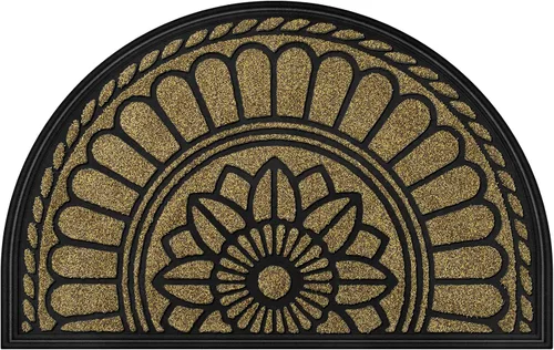 Vista 12 de Alfombra para Puerta Frontal Interior Exterior, Alfombra de Entrada Semicircular, Alfombra de Puerta de Goma Antideslizante Resistente de Medio