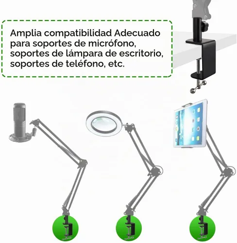 Vista 6 de Abrazadera de montaje de mesa de metal resistente, abrazadera de escritorio de metal para soporte de brazo de micrófono, abrazadera ajustable