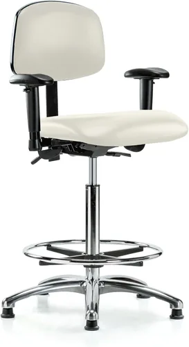 Vista 26 de PERCH - Silla giratoria con ruedas para alfombra o linóleo, cromado, Textil, Tela negra