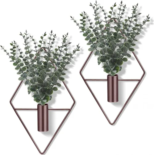 Vista 20 de Jexine - 2 macetas artificiales colgantes para decoración de pared, antiguas, eucalipto Cobre Antiguo