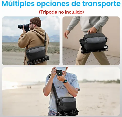 Vista 6 de FINTIE Bolsa bandolera para cámara con trípode para cámaras DSLR SLR sin