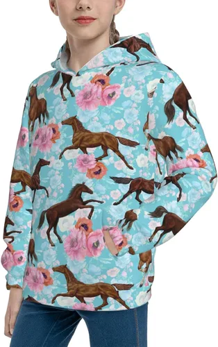 Vista 4 de Divertida sudadera con capucha para niñas y niños, sudadera con capucha suave con bolsillos