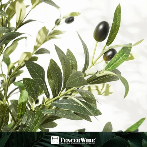 Vista 4 de Fencer Wire Árbol topiario artificial en maceta, rama de olivo sintético y fruta, decoración moderna de planta sintética en maceta para interiores