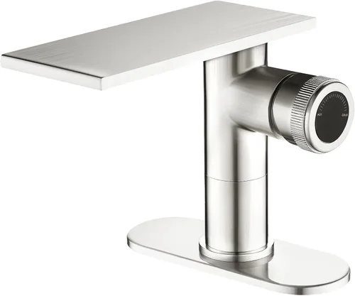 Vista 8 de becola Grifo Moderno de Lavabo de Baño, Grifo Alto para Lavabo de Baño, Grifo de Lavabo de Cuerpo en Níquel Cepillado, Grifo de Orificio Único